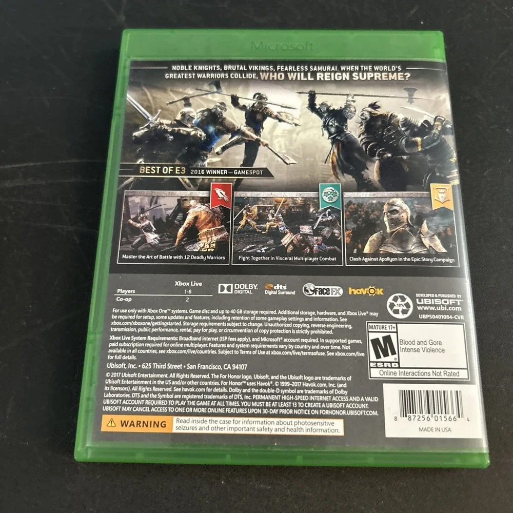 For Honor (Microsoft Xbox One, 2017) - Complete - CIB - Tested, Working